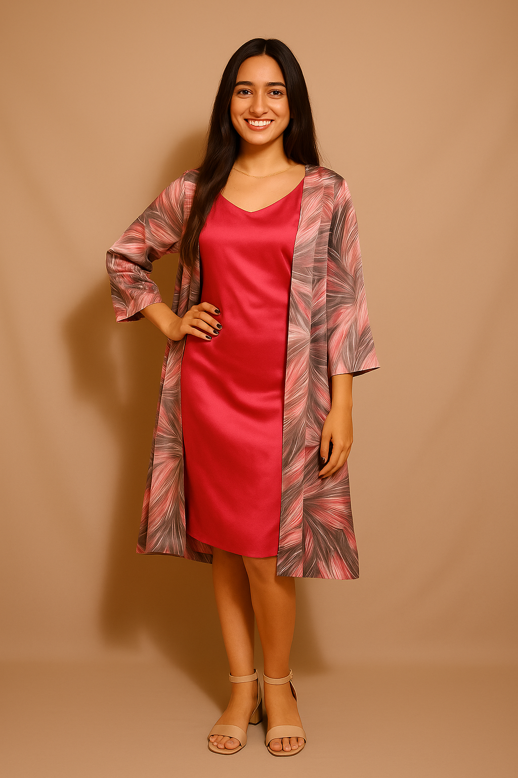 Pink Bodycon Minis With Long Jacket - AZZLIAS WARDROBE